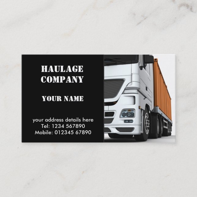 Carte de visite de Haulage Company (Devant)