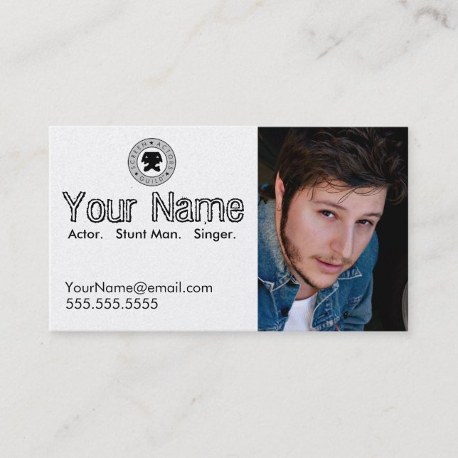 Carte de visite de Headshot pour l'acteur (Devant)
