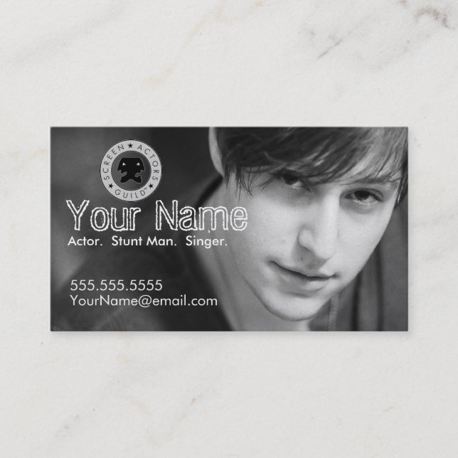 Carte de visite de Headshot pour l'acteur (Devant)