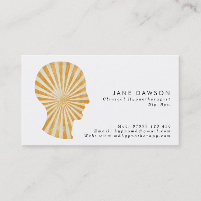 carte de visite de Hypnotherapist de rayon de (Devant)