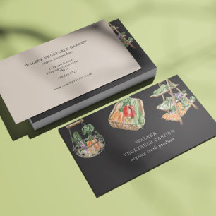 Carte de visite de jardin végétal aquarelle