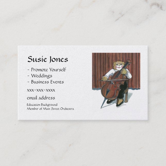 Carte de visite de joueur de violoncelle (Devant)