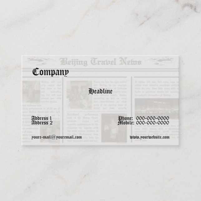 Carte de visite de journal (Devant)