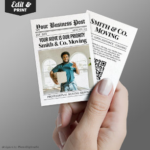 Carte de visite de journaux, services d'emballage 