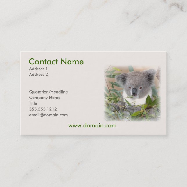 Carte de visite de koala (Devant)