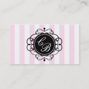 Carte de visite de la boutique chic rayée rose et