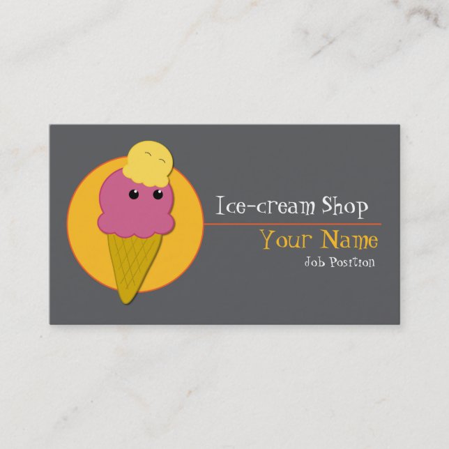 Carte de visite de la boutique de crème glacée (Devant)