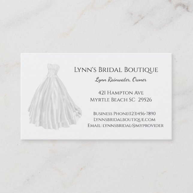 Carte de visite de la Boutique de mariage (Devant)