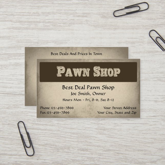 Carte de visite de la Boutique Pwn (Devant/Arrière en situation)