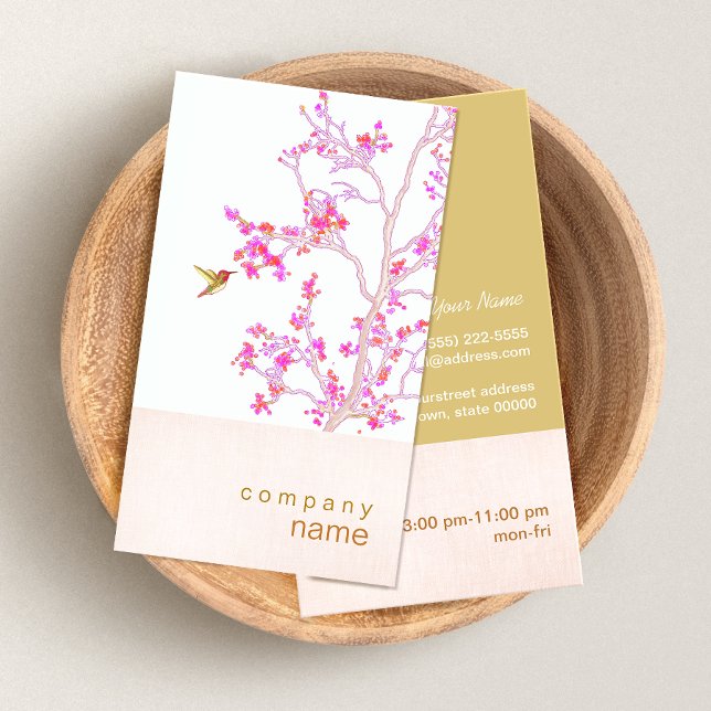 Carte de visite de la branche des colibris rose (Créateur téléchargé)
