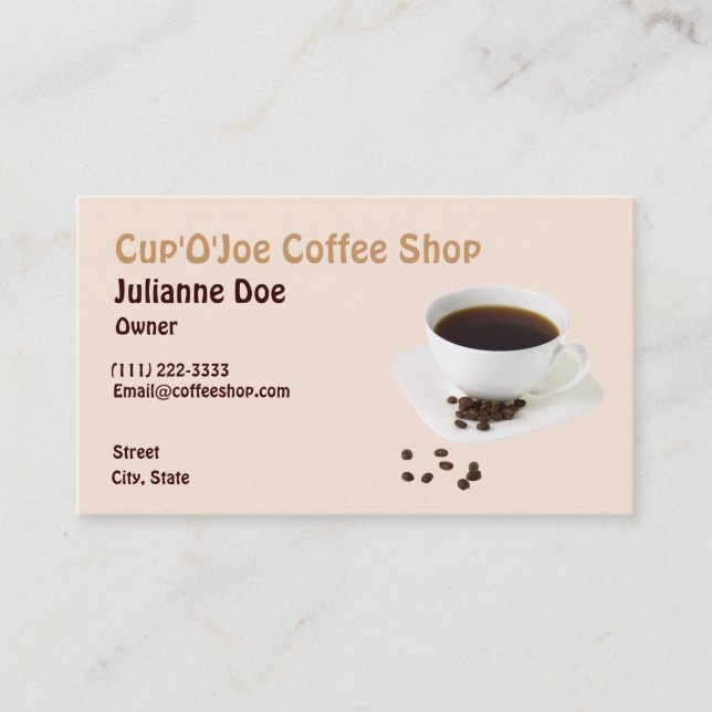 Carte de visite de la cafétéria (Devant)