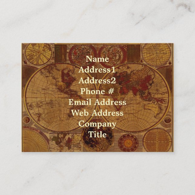 Carte de visite de la carte de l'ancien monde (Devant)