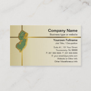 Carte de visite de la carte du New Jersey