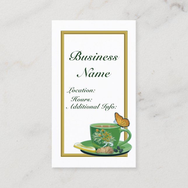 Carte de visite de la coupe de café vert et blanc  (Devant)