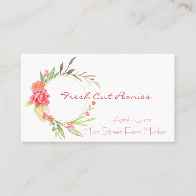 Carte de visite de la couronne de fleurs (Devant)