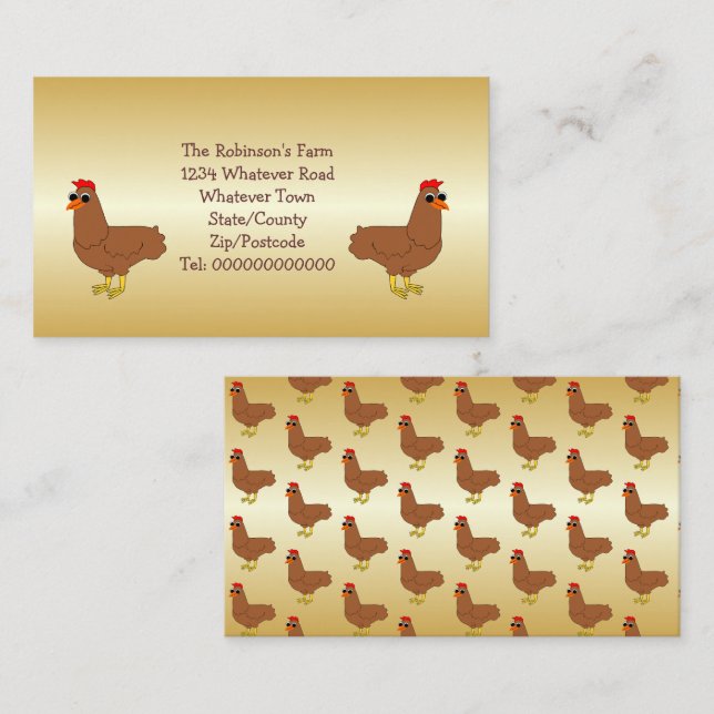Carte de visite de la ferme de conception de poule (Devant / Derrière)