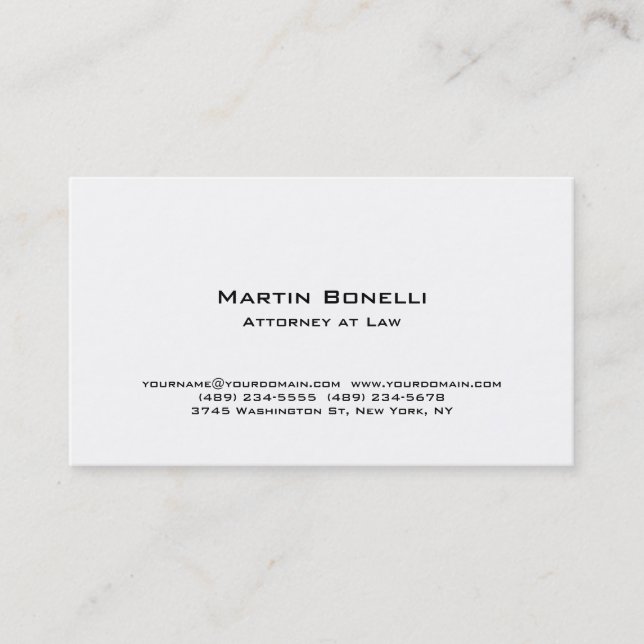 Carte de visite de la loi d'un procureur blanc pur (Devant)