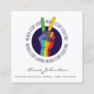 Carte de visite de la main Rainbow Peace