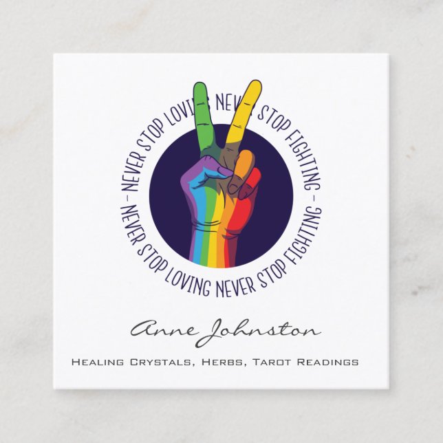 Carte de visite de la main Rainbow Peace (Devant)