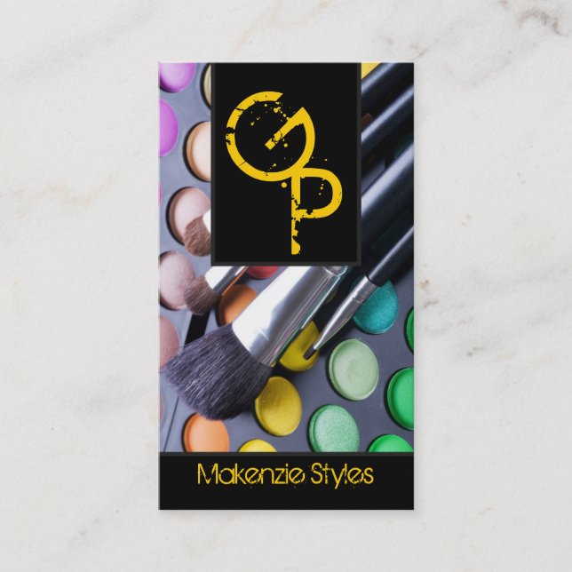 Carte de visite de la palette de maquillage jaune (Devant)