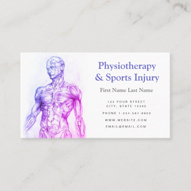 Carte de visite de la physiothérapie et des blessu (Devant)