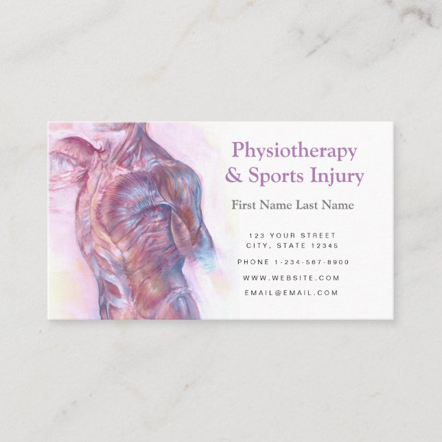 Carte de visite de la physiothérapie et des blessu (Devant)