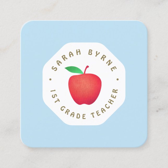 Carte de visite de la pomme rouge enseignant (Devant)