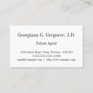 Carte de visite de l'agent de brevets ordinaires