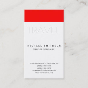 Carte de visite de l'agent de voyage simple Red Wh