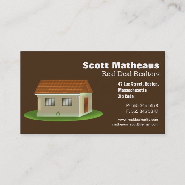 Carte de visite de l'agent immobilier Realtor Real (Devant)