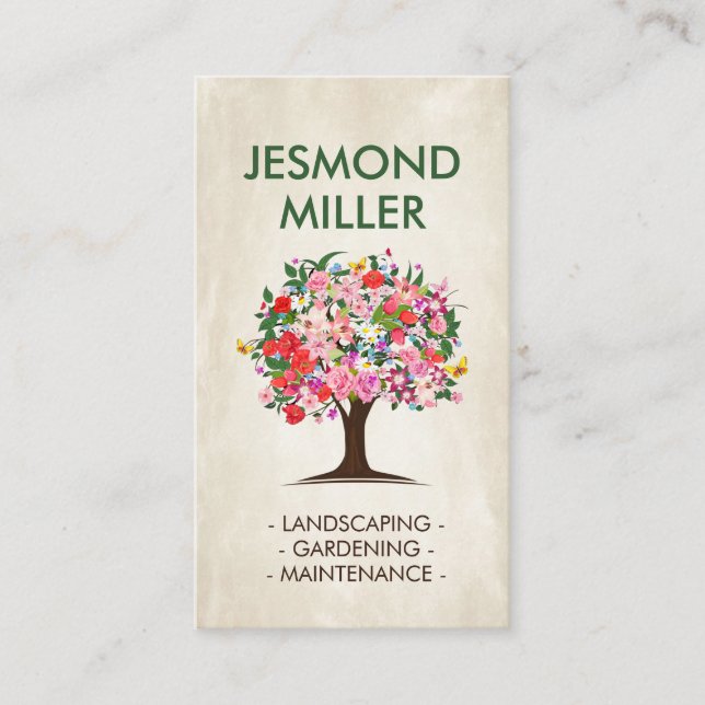 Carte de visite de l'arbre des fleurs du jardin (Devant)
