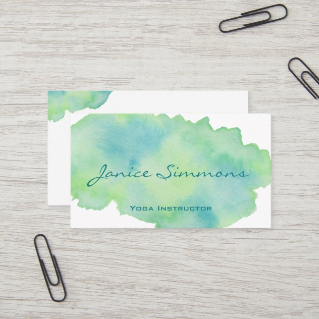 Carte de visite de lavage couleur bleu vert (Devant/Arrière en situation)