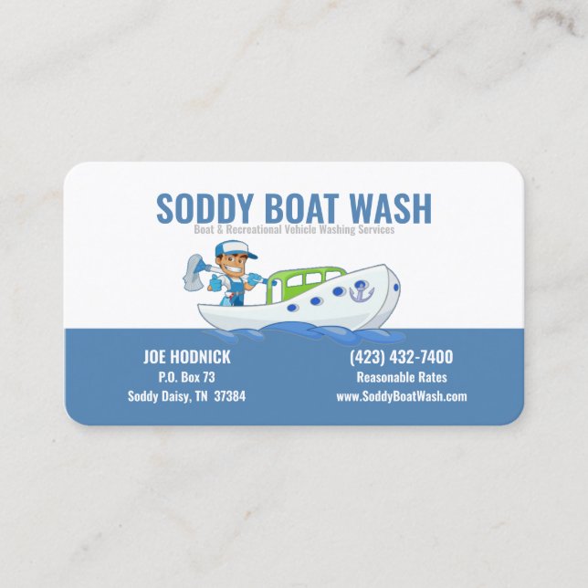 Carte de visite de lavage de bateau Soddy (Devant)