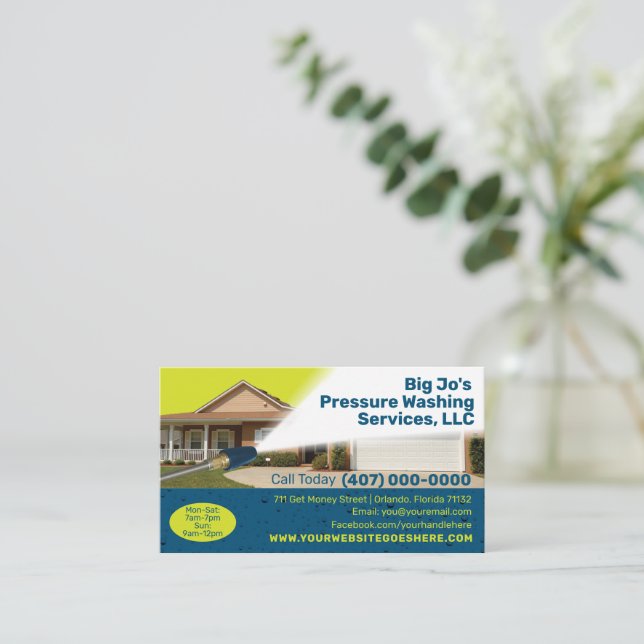 Carte de visite de lavage de pression/alimentation (Debout devant)