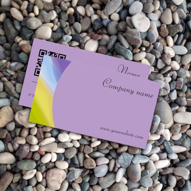 Carte de visite de lavande gris QR abstrait minima (Créateur téléchargé)