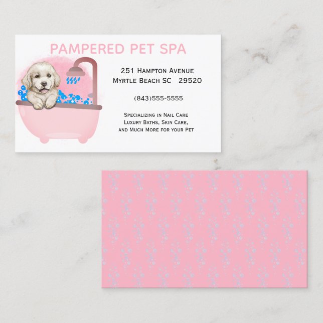 Carte de visite de l'éleveur de chien rose pâle (Devant / Derrière)