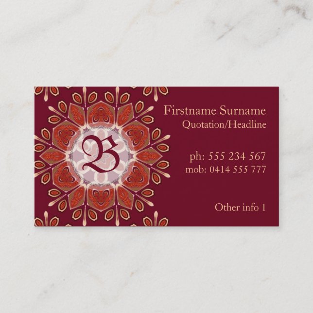 Carte de visite de l'Emblème Floral Rouge profond  (Devant)