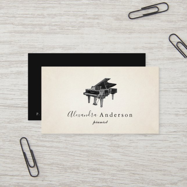 Carte de visite de l'enseignant de musique de pian (Devant/Arrière en situation)
