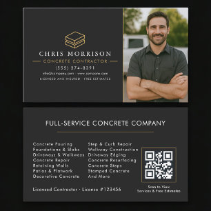 Carte de visite de l'entrepreneur en béton avec co