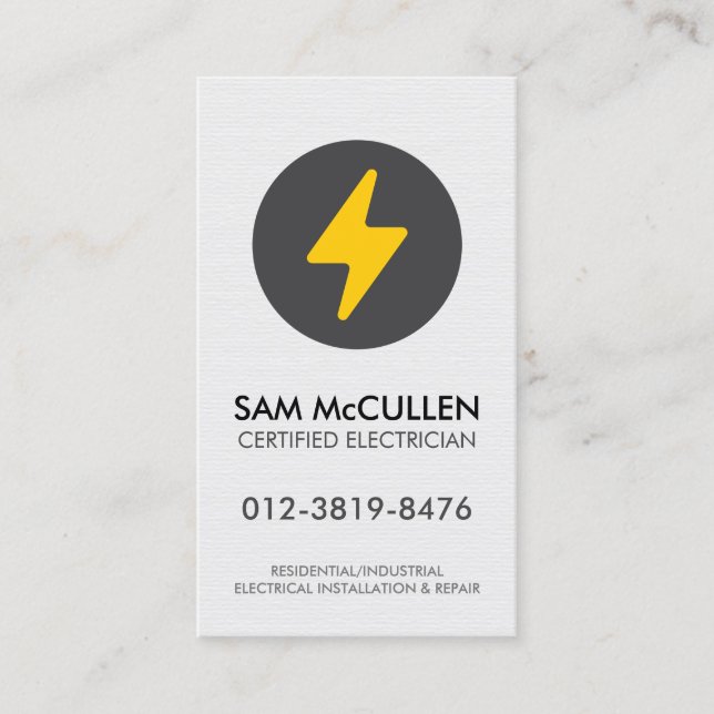 Carte de visite de l'entrepreneur en électricité (Devant)