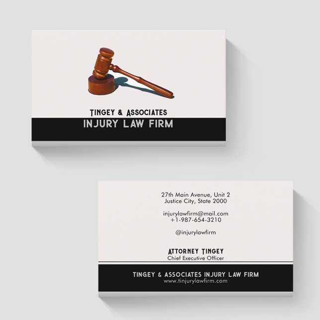 Carte de visite de l'entreprise Gavel Law noir et  (Créateur téléchargé)
