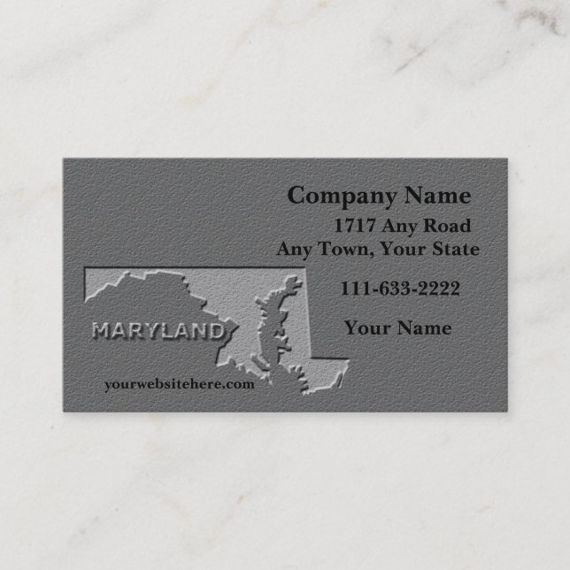 Carte de visite de l'État du Maryland look pierre  (Devant)