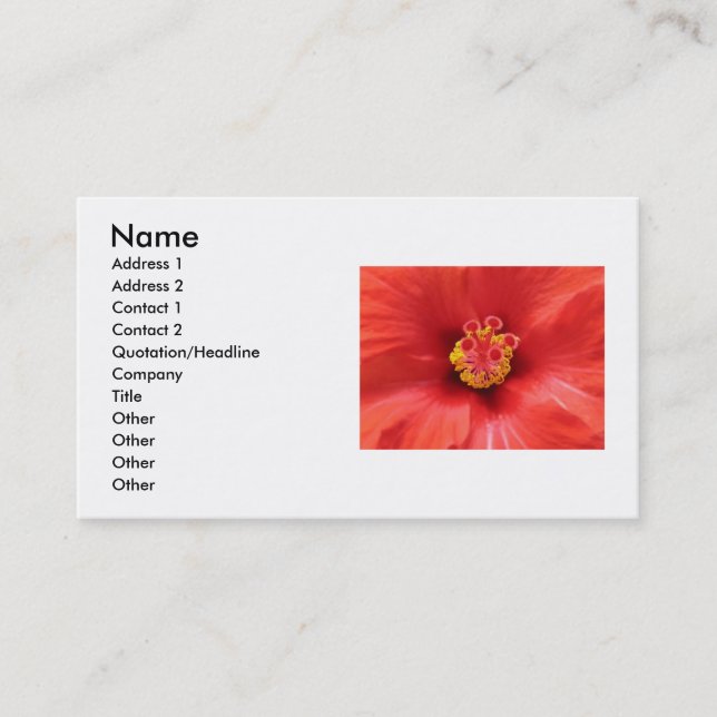 Carte de visite de l'Hibiscus rouge (Devant)