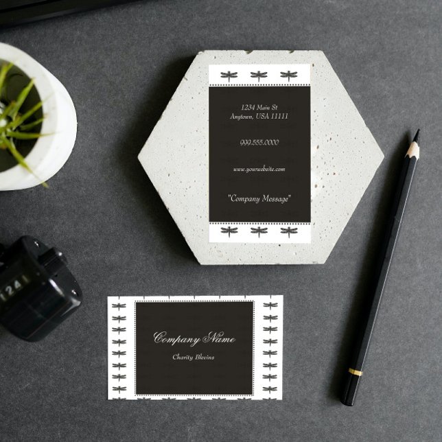 Carte de visite de libellules infinies au charbon (Charcoal Infinite Dragonfly Business Card)