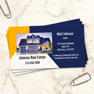 Carte de visite de l'immobilier avec photo personn
