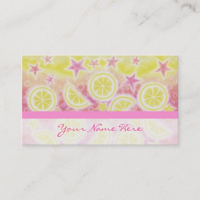 carte de visite de limonade rose à bande horizonta (Devant)