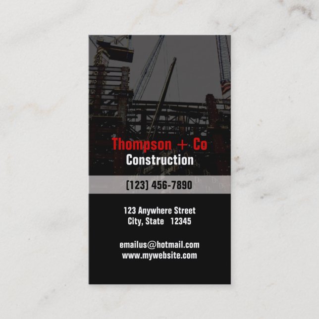Carte de visite de l'industrie de la construction (Devant)