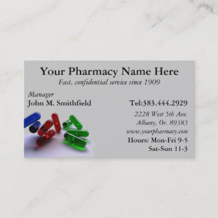 Carte de visite de liste de médicament de
