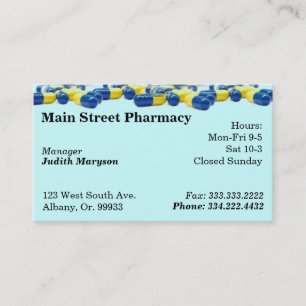 Carte de visite de liste de médicament de