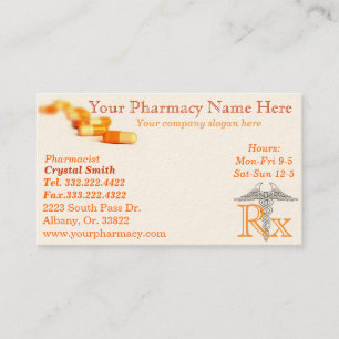 Carte de visite de liste de médicament de